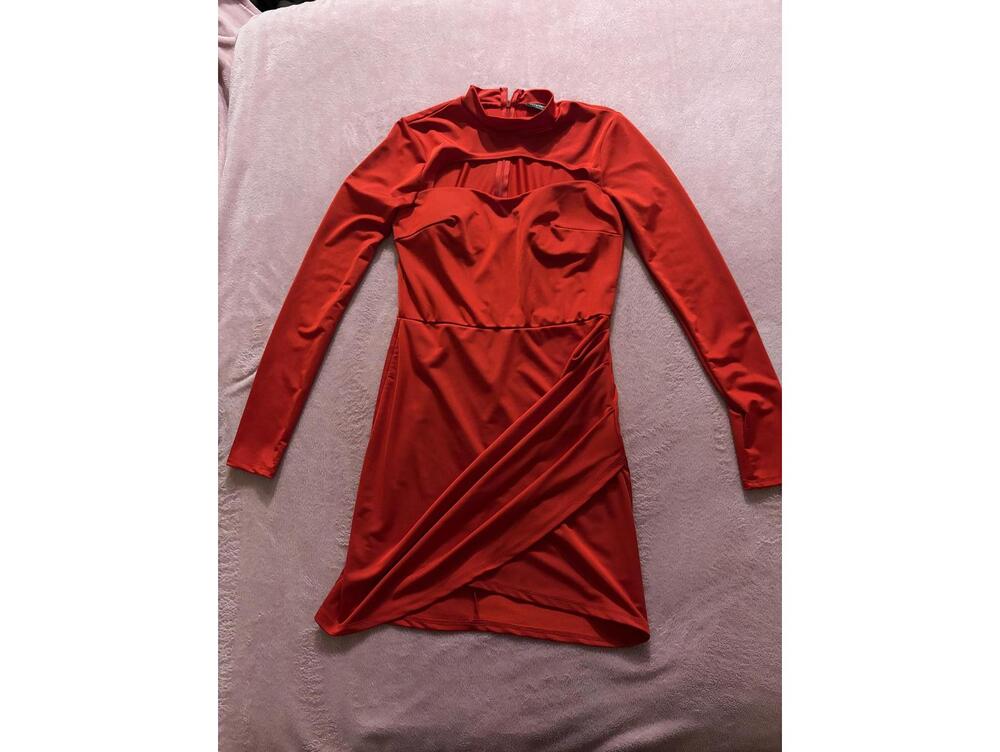 Fashion Nova Red Long Sleeve Bodycon Dress